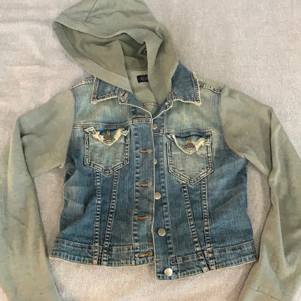 Denim and sweatshirt hoodie jacket. Medium. Lightly worn